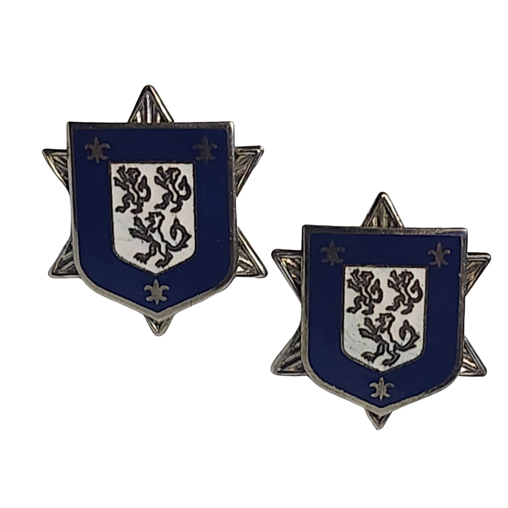 Vtg Heraldic Lions Shield Star Silver Tone Blue Enamel Cufflinks Coro?